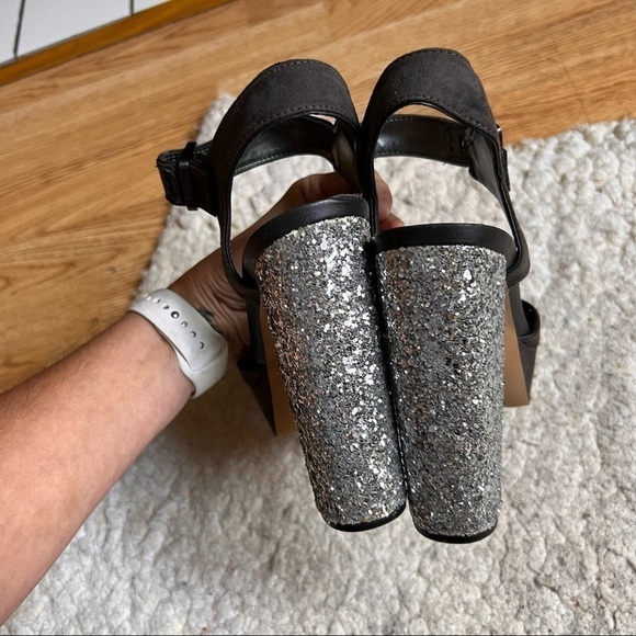 CIRCUS SAM EDELMAN Dark Gray Cosmo Silver Glitter-heel Platform Sandals Size 8M - Picture 4 of 8